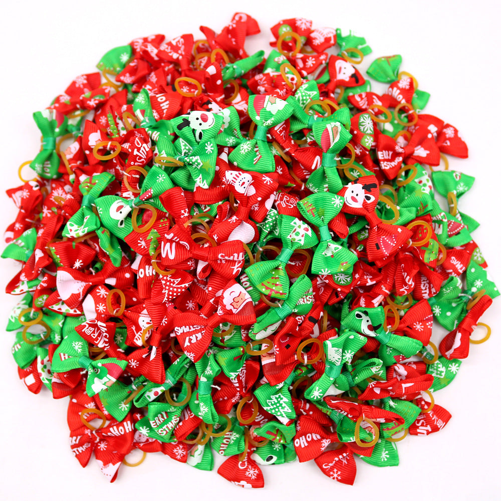 Christmas Pet Headband – Santa Claus Flower Bow Hair Accessory for Dogs and Cats 10 pcs