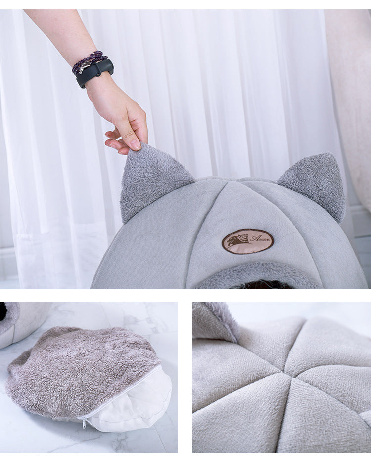 Semi-Enclosed Pet Bed