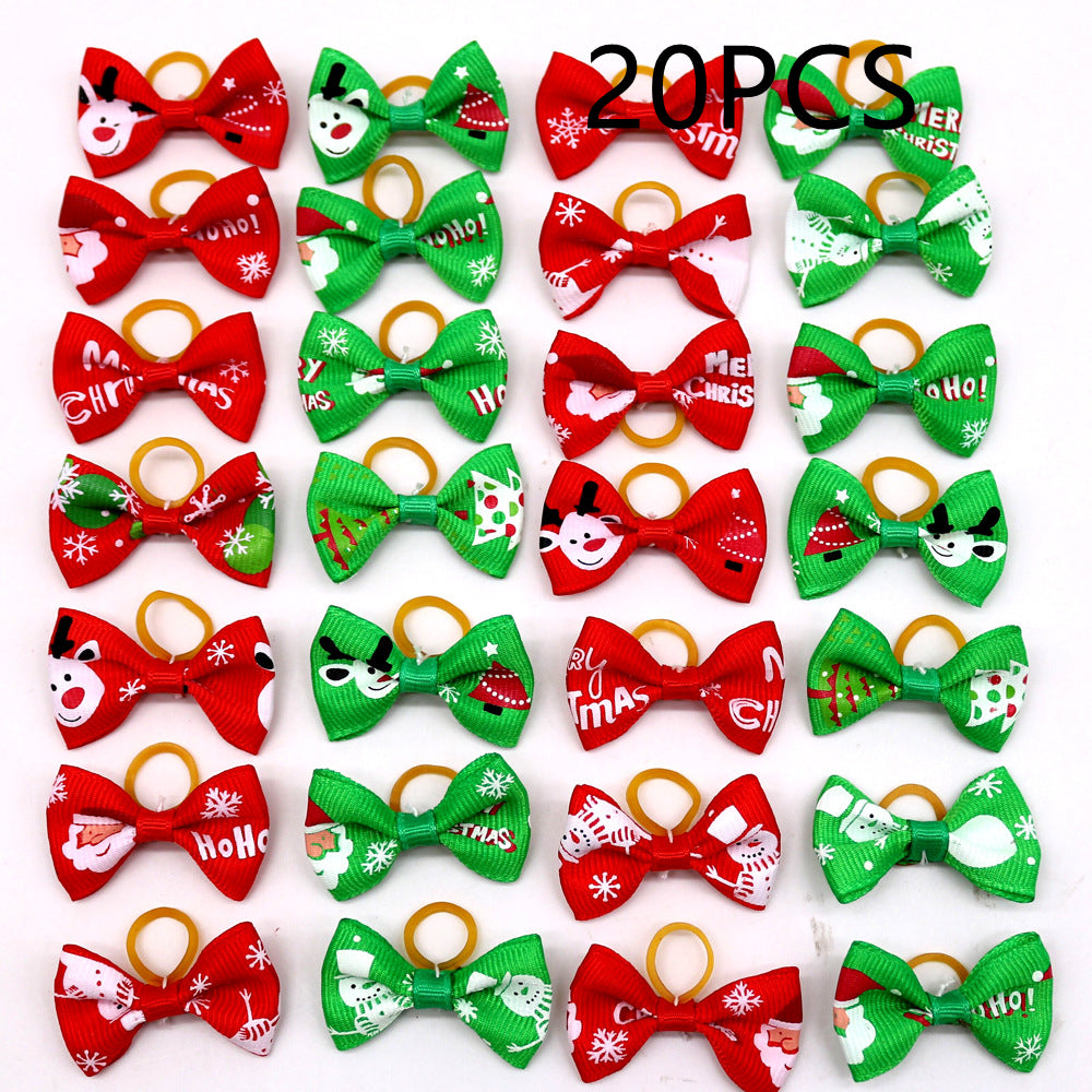 Christmas Pet Headband – Santa Claus Flower Bow Hair Accessory for Dogs and Cats 10 pcs