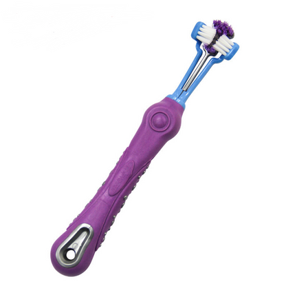 Three-Sided Pet Toothbrush for Dogs and Cats